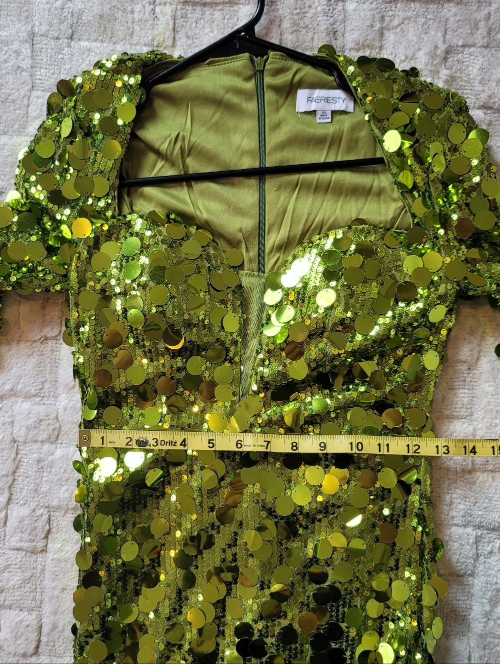 NWOT FAEREISTY Green Long Sleeve Sequin Gown Size XS - Picture 12 of 16